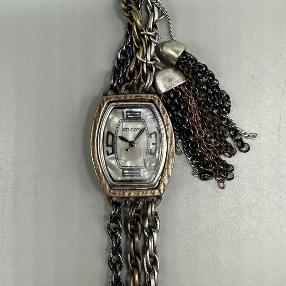 3/$30 Chico’s Women’s Watch Copper Tone Multi Chain Bracelet Magnetic Clasp 7.5" - Picture 2 of 11